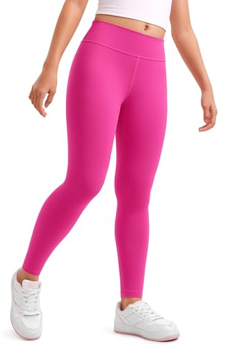 CRZ YOGA Flickor Butterluxe full längd atletiska leggings – barn hög midja loungebyxor aktiv dans löpning yoga tights, Hibiskus lila, M
