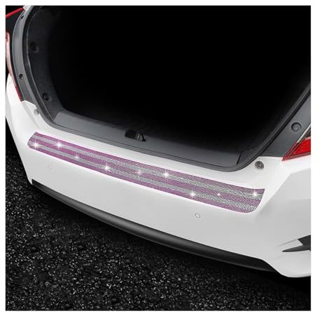 JNNJ Bling Gummi Kratzfeste Kofferraumtür Einstiegsleisten, Crystal Diamant Auto Heckstoßstangenschutz, Damen Auto Hinteren Ladekantenschutz Aufkleber(Rosa)