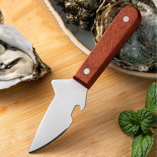 Eljeczt 2 Stück Austernmesser Set Austernschälmesser 3Cr13 Edelstahl Austernschäler Mit Holzgriff Austernöffner Für Muscheln Schalentiere Und Meeresfrüchte
