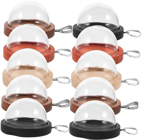 NUOBESTY 10St Holzglasabdeckung Klarglas-Cabochons-Set aus Glas-Cabochons Bastelfassungen holzperlen wooden beads Glasaufhänger Halskette Charme Verstopfen Zubehör Schmuck hölzern