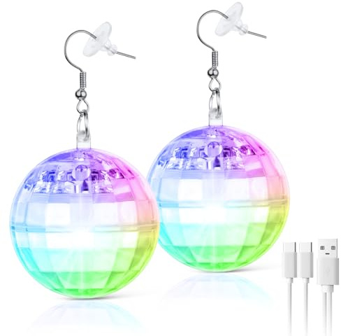 Aucuu Orecchini a Sfera da Discoteca, 1 Paio Disco Ball Orecchini, Discoteca Orecchini Pendenti, Accessori Discoteca per Anni '60 '70 Festa, Orecchini Pendenti Donne Ragazze