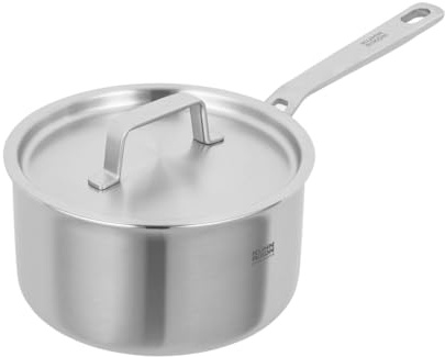 Kuhn Rikon Saucepan 3.4L/20cm, Induction Hob Oven Safe Stainless Steel Pan | 5-Ply Cooking Pot, 3 Inner Aluminium Layers, Integrated Measuring Scale, Stay-Cool Handle, Dishwasher Safe - Culinary Fiveply