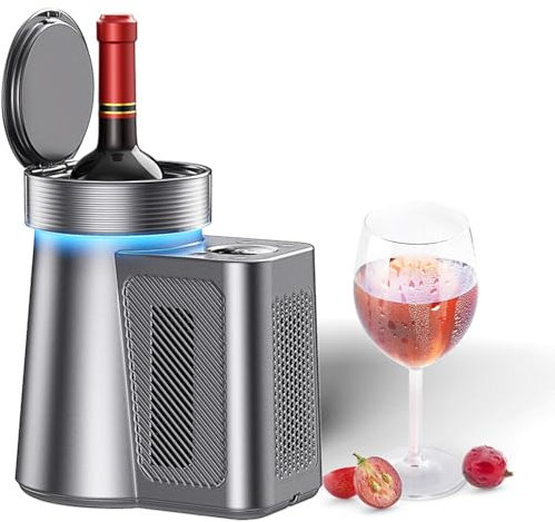 ExoticaBlend Elektrischer Weinkühler, tragbarer Einzelflaschen-Weinkühler 35 °F-68 °F für Flaschenrotwein, Weißwein, Champagner, Sekt, eisfreier Weinkühler, Küche, Eigentumswohnung