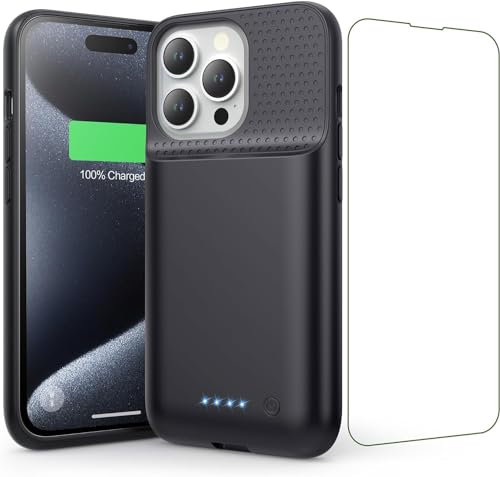 15W Fast Charging Battery Case for iPhone 15 Pro(6.1 inch),7500mAh Slim Portable Charging Case with 360°Protection,Rechargeable Extended Phone Charger Cover for iPhone 15 Pro Battery Case-Black
