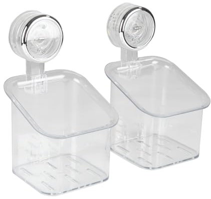 Gzsekken Shower Caddy 2 Pack Suction Bathroom Shelf Self Adhesive Wall Mounted No Drilling Powerful Basket Tidy Rack Organize for Kitchen Bathroom Storage, Small