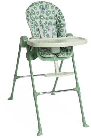 Chicco Polly Essential Seggiolone Pappa Evolutivo per Bambini da 0 Mesi a 15 KG, Reclinabile in 3 posizioni, 7 Livelli di altezza, Chiusura Compatta, Tessuto in poliestere riciclato, Verde