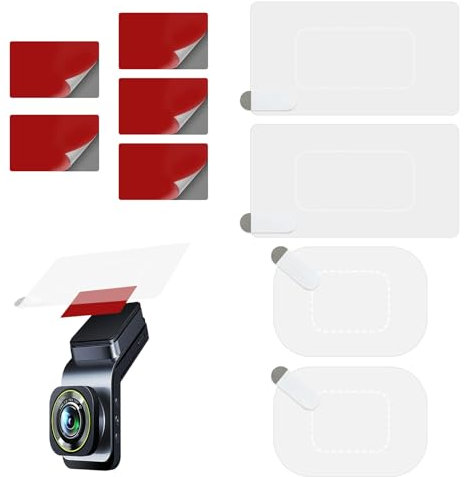 Dash Cam Windshield Mounting Kit with Electrostatic Film and Double Sided Sticker Adhesive Pads, Rectangle 8 Pack Transparent Stickers for Windscreen Windshield and Dashboard Compatible