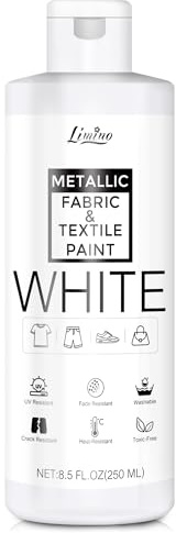 Limino Textilfarbe Weiß - 250ml Stoffmalfarbe Weiß für Textil und Lederkleidung, Permanente Textilfarbe Waschmaschinenfest, Stofffarbe Waschfest für T-Shirts, Jeans, Leinwandschuhe, Stoff, Taschen
