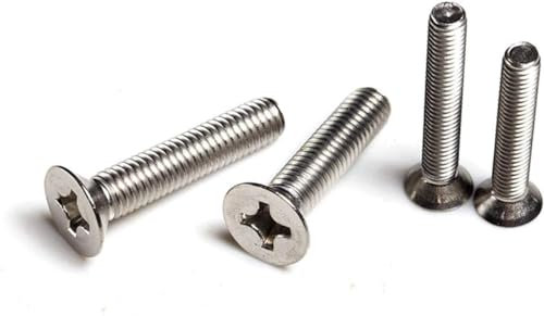WUSHADEHANS Selbstschneidende Schrauben, Flachkopf-Kreuzschlitzschraube, kleine Schraube, Senkgewinde, metrische Maschinenschraube, Edelstahl 304, M1,6(M1.6x3mm)