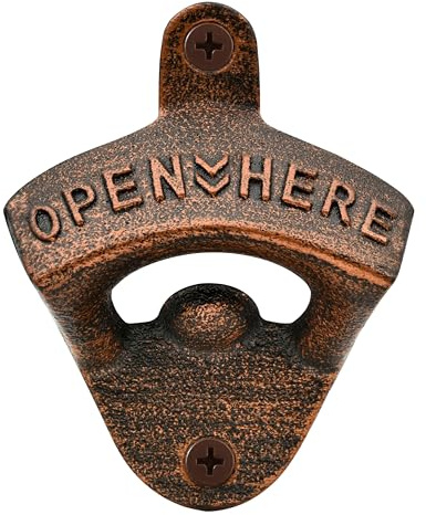 HAIICEN Cast Iron Beer Bottle Opener Wall Mount Antique Copper for Father's Day Gift