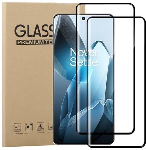 KUSINHOKA [2 Pack] Tempered Glass Screen Protector for OnePlus 13，Anti Scratch,Anti Fingerprint，HD Clear,Bubble Free,3D Curved Round Edge HD Fingerprint unlock Protector,Black.