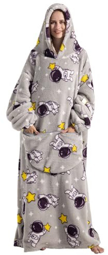 Gegeryozer Ultra Weiche Hoodie Decke mit Ärmeln Warme Flanell Decke zum Anziehen für Zuhause Sofa und Bett, Kuscheldecke mit Kapuze