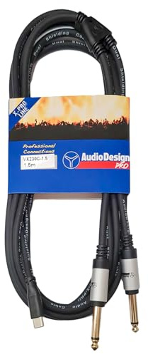 AUDIODESIGN PRO Cavo adattatore professionale da USB-C a 2 Jack 6,3mm maschio, 1.5 metri, connettori placcati in oro, audio senza distorsioni, X-PRO Line