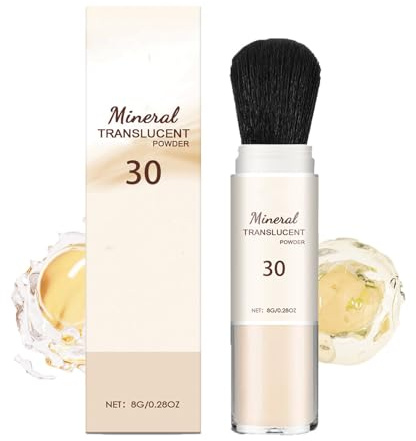 Cipria minerale, cipria fissante trasparente, controllo sebo, leggera e traspirante a lunga durata, impermeabile al sole e al sudore, attenua le linee sottili, con pennello per viso e corpo (1pcs)