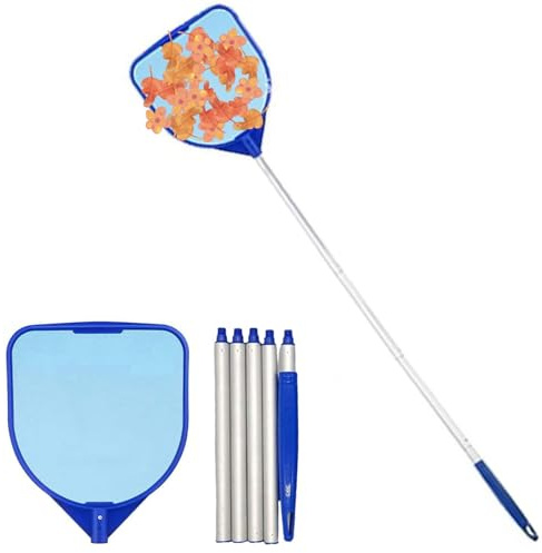 Generisch Kescher Pool, 120 cm lang-Teichkescher mit Teleskopstange,Feinmaschig - Für Teich, Algen & Bestway Pool,Algenkescher Nylon-Netz