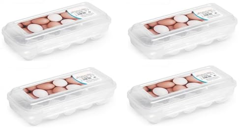 PCMOVILES – Pack de 3 Hueveras de Plástico para 10 Huevos translucida | Almacenamiento de Cocina Resistente | Fabricadas en España