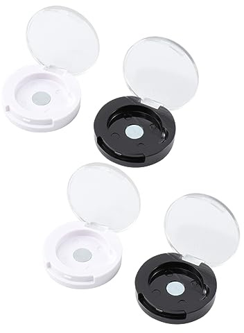 Vaguelly 4 Stück Packung Leere Lidschattenboxen aus Kunststoff Unterverpackungsbehälter für Make Up Weiß/Schwarz mit Deckel