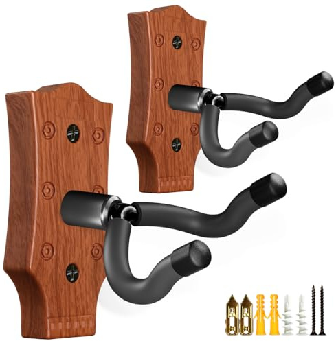 Lot de 2 supports muraux pour guitare MUSO - Crochet mural en forme de U pour guitare - Support mural pour guitare avec crochet - Accessoires muraux pour guitare acoustique, électrique, basse, ukulélé