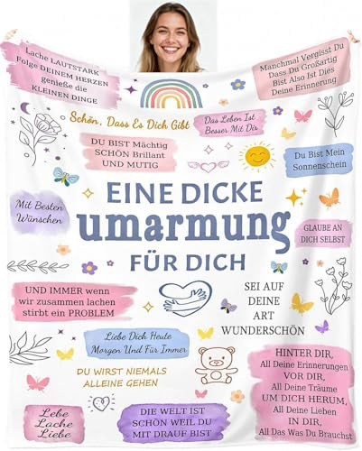 Aseoacc Geschenke für Freundin Decke 150x200 cm | Beste Freundin Kuscheldecke Umarmung Inspirierende Freundschaft Geschenke für Frauen Freundin Schwester zum Geburtstag Weihnachten