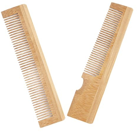 Homoyoyo 2 Stück Bambuskämme Herren Bartkamm Kleiner Haarkamm Feine Zinken für Haartypen Kompakt Tragbar Tasche