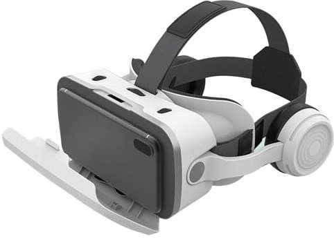 Occhiali con cuffie – Dispositivo virtuale mobile 3D, compatibile con smartphone, comodo e regolabile, attrezzatura indossabile per film, app, esperienza interattiva e intrattenimento
