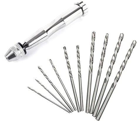 Trapano manuale per legno, set accurato a mano con 10 punte a spirale per appassionati di modellismo e artigianato, strumento manuale
