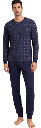 Intimitaly Vanuè - Pigiama Uomo Cotone Lungo 100%, Maglia Maniche Lunghe e Pantalone, Leggero e Traspirante, Primavera Estate (IT, Testo, XXL, Regular, Regular, Vs1226 VAR-2)