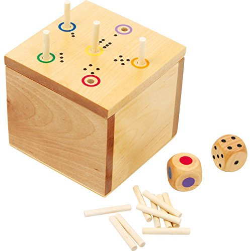 small foot Würfelspiel 6 raus in der Box, aus Holz, schnell erlerntes Würfelspiel mit zwei Würfeln, ab 5 Jahren, 6558, Braun