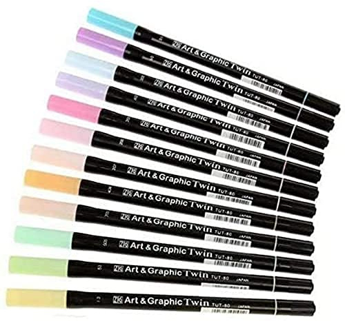 Tsukineko Kuretake TUT-80/12VPA Farbenset, Plastik, diverse farben, 19,4 x 14,4 x 1,5 cm