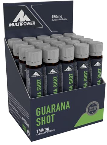 Multipower Guarana Ampullen im 20er Pack (20 Fläschchen/insg. 500 g) – Energy Gel liefert Energie zu Trainingbeginn – leckerer Energy Shot mit natürlicher Koffeinquelle – Orangengeschmack