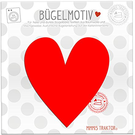 Bügelbild Herz 9,5 cm x 10 cm ROT Flockfolie Aufbügler Applikationen Bügelsticker für Stoffe Textilien Kinder zum Aufbügeln Flicken
