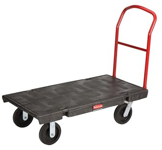Rubbermaid Commercial Products Heavy-Duty Platform Truck, 2,000 Pound Capacity, 24 x 48 Platform, 8 TPR Casters, Black, for Warehouse/Garage/Cleaning/Manufacturing