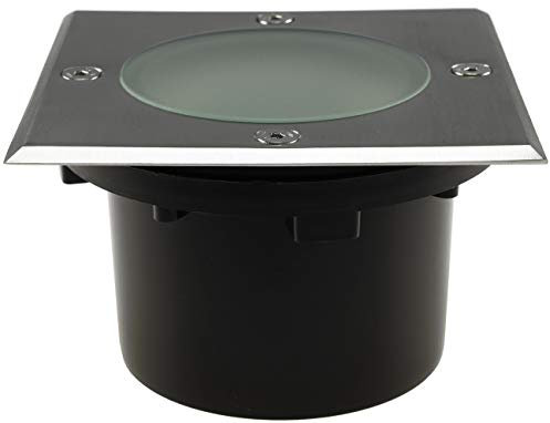ChiliTec Spot encastrable au sol carré 70 mm plat 12 x 12 cm IP65 accessible et résistant au piétinement 2 ports Lampe d'extérieur