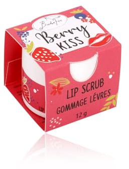 BadeFee Gommage à lèvres « Berry Kiss » 15 ml – Gommage naturel pour les lèvres avec beurre de karité et cire d'abeille, aide contre les lèvres gercées et sèches, sans microplastique et sans cruauté