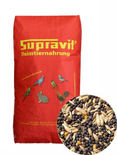 Supravit Kanarienfutter Basis - 25kg Sack schmackhaftes Kanarienvogel Futter - Hauptfutter für Kanarienvögel enthält einen hohen Anteil an Kanariensaat und wertvolle Rübsen