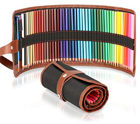 MR.ROBSINON 48-Farben Aquarellstifte-Set mit Zubehör - Wasserlöslich, Bruchsicher, Inkl. Rollmappe, Radiergummi, Anspitzer, Aquarellpinsel - Zum Zeichnen, Malen & Kreativität für Kinder und Erwachsene