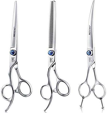 JASON Set di forbici per la toelettatura del cane, 17,8 cm, per mancini, 3 in 1, forbici per sfoltire