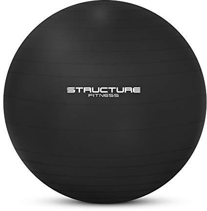 Structure Fitness Anti-Burst Yoga and Exercise Gym Ball with Hand Pump (65cm, Black)