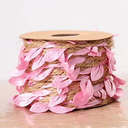 WEDSA 5 Mt Jute Seil Blattförmiges Band DIY Geschenkverpackung Jute Schnur Sackleinen Rustikale Hochzeitsdekoration Event Festival Party Supplies-Rosa