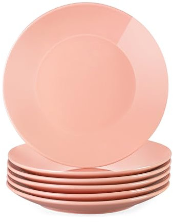 LOVECASA Serie Sweet Stoviglie di Porcellana, Set di Piatti Piani, Piatti da Tavola per 6 Persone, 26,5 cm, Si Può Usare in Lavastoviglie, Rosa