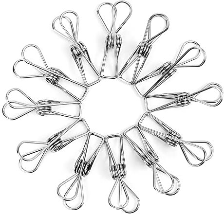 100 Stück 2 Zoll Wäscheklammer Edelstahl Winddicht Wäscheklammern aus Edelstahl Metall Klammern für Wäschetrocknen, Handtücher, Kleidung, Socken