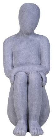 IDYL Sculpture moderne en fonte de grès - Femme qui pensait - Résistant aux intempéries - Gris - 20 x 16 x 42 cm - Décoration pour le salon et le jardin