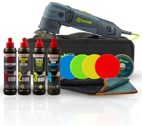 Exzenter Poliermaschine TDA75 im Luxus Set | 4 x Menzerna | 4 x Polierschwamm