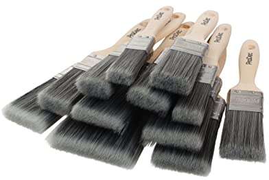ProDec Decorator's Dozen 12 Piece Synthetic Paint Brush Set for a Smooth Finish Painting with Emulsion, Gloss, Satin Paints on Walls, Ceilings, Wood, Metal - 2x 1, 5x 1.5, 4x 2, 1x 3 inch
