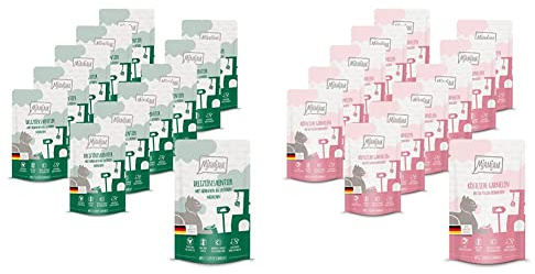 MjAMjAM Quetschie - deliziöses Rentier mit Hühnchen an leckeren Möhrchen 12x125 g, 1er Pack (1 x 1500 g) & Quetschie - köstliche Garnelen an saftigem Hühnchen 12x125 g, 1er Pack (1 x 1500 g)