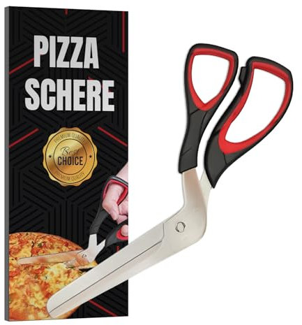 Raafi Lebensmittelecht Scharf Pizzaschere zum Schneiden von Pizza wie ein Profi, ohne den Belag zu entfernen. Pizzaschere Spülmaschinenfest.Weicher Griff und multifunktionale Küchenschere 27 cm lang