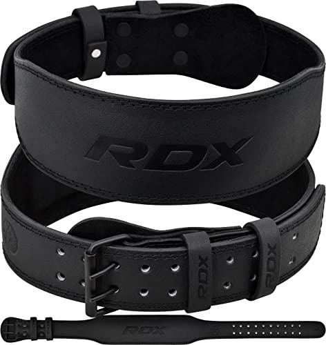 RDX Cintura per Sollevamento Pesi Palestra Fitness, Pelle Bovina, Supporto Lombare Imbottito da 4 e 6, 10 Fori Regolabili, Powerlifting Bodybuilding Deadlifts Squat Esercizio Allenamento
