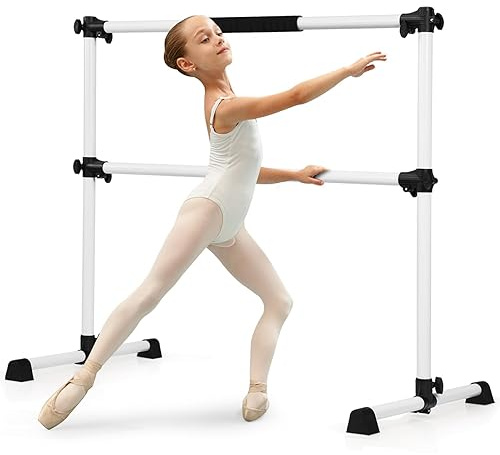GOPLUS Double Barre de Danse Classique, Barre Inférieure Hauteur Réglable 7-112 CM et Amovible, pour Ballet, Gymnastique, Streching, Charge Max 50KG, 123 x 71 x 119 CM