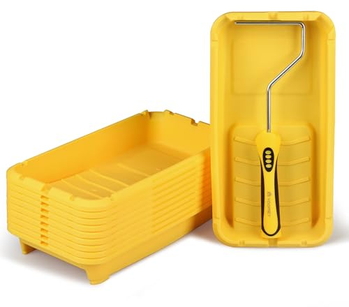 VOOMEY Paint Tray 4 inch, Paint Tray Liner, Paint Roller Tray with Paint Roller Frame 11 Pack, Paint Pan Easy to Clean and Reusable
