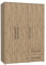 FORTE Jupiter Schrank 140 150, Kleiderschrank, Drehtürenschrank, 3-türig, mit 2 Schubladen und Einlegeböden, Holz Dekor: Artisan Eiche, 145 cm breit x 59 cm tief x 200 cm hoch